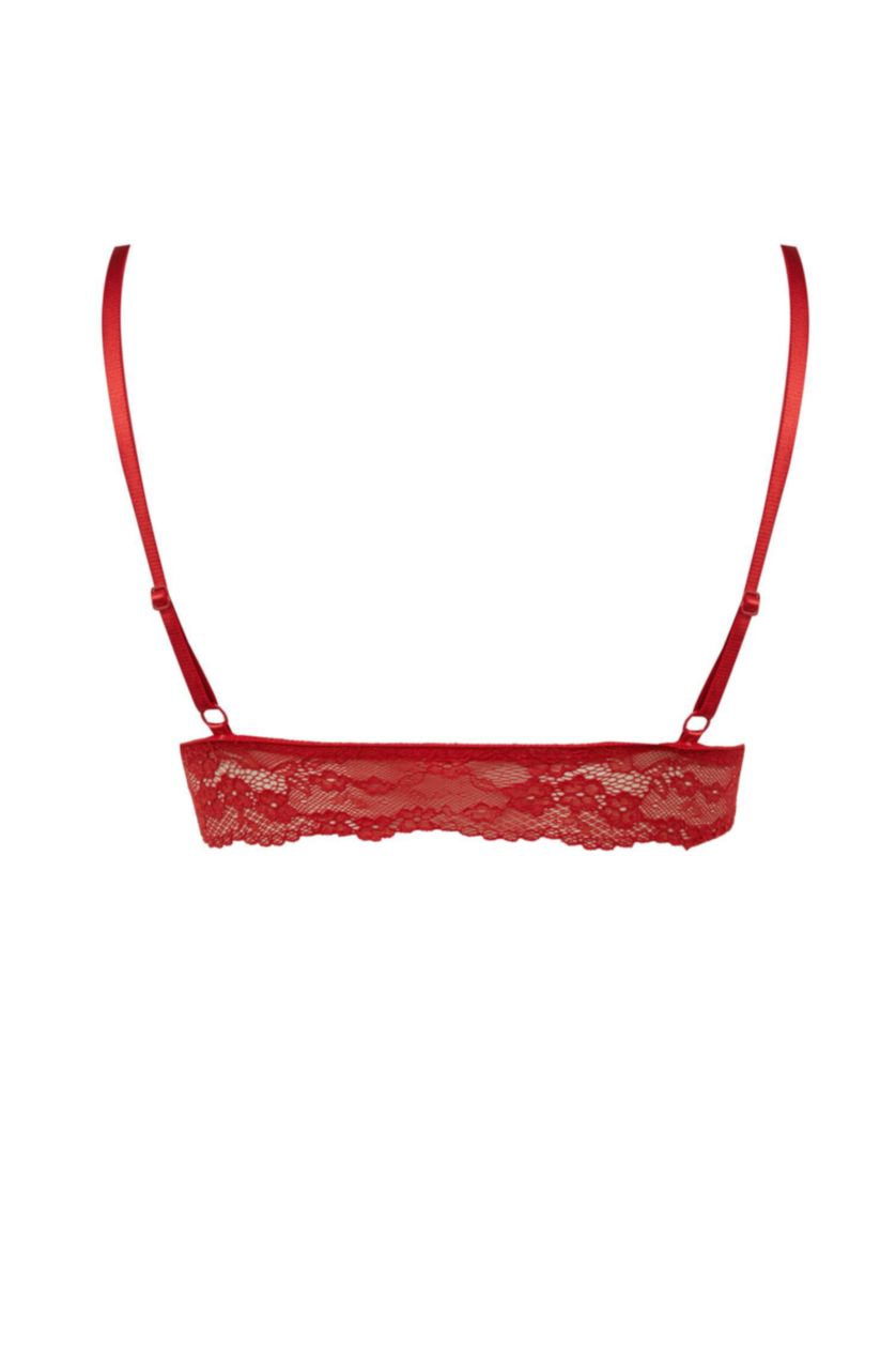 Kadın Kırmızı Pedli Dantelli Kırmızı Bralet