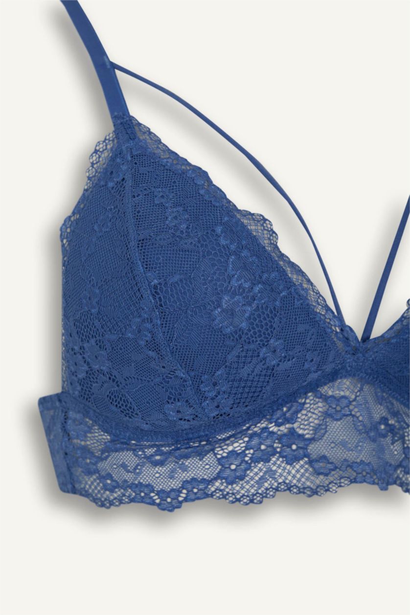 Kadın İndigo Pedli Dantelli Bralet