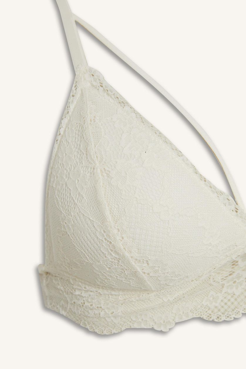 Kadın Kırık Beyaz Pedli Dantelli Bralet