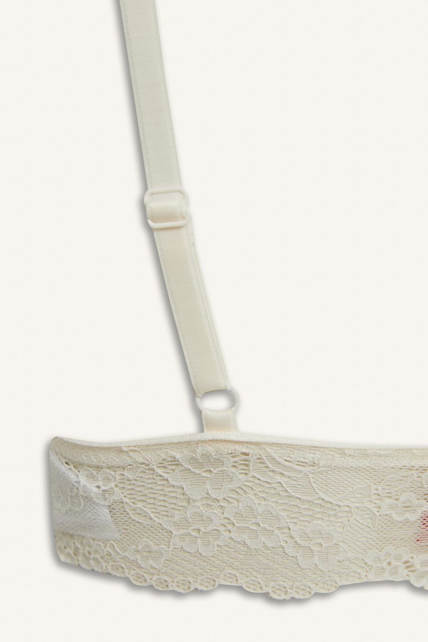 Kadın Kırık Beyaz Pedli Dantelli Bralet