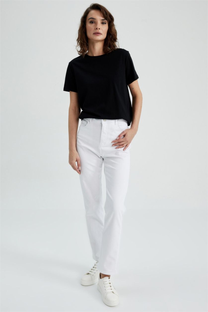 WOMAN White Traditional Carmela Slim Fit Gabardine Trousers