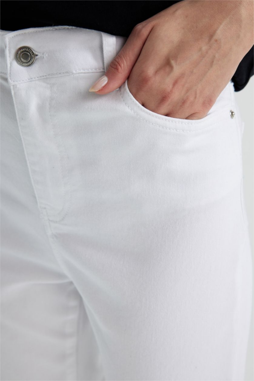 WOMAN White Traditional Carmela Slim Fit Gabardine Trousers