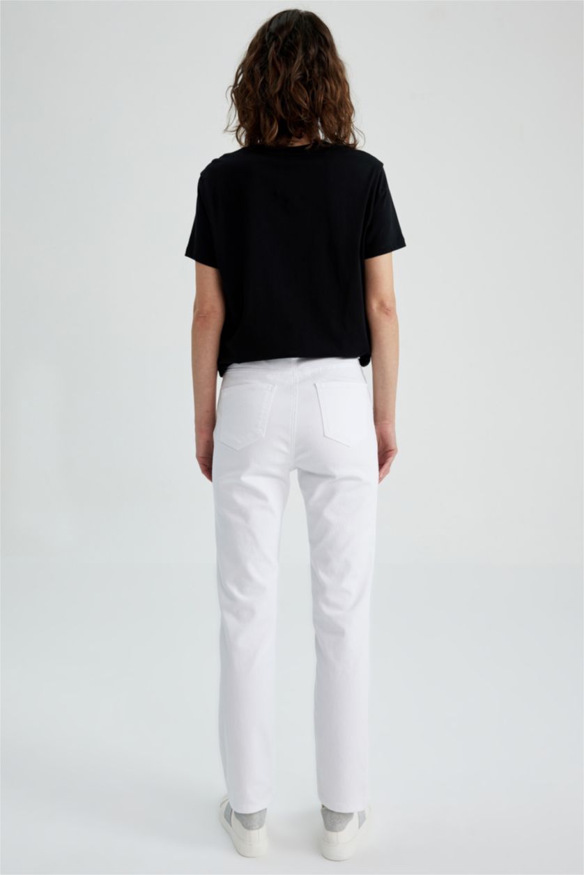 WOMAN White Traditional Carmela Slim Fit Gabardine Trousers