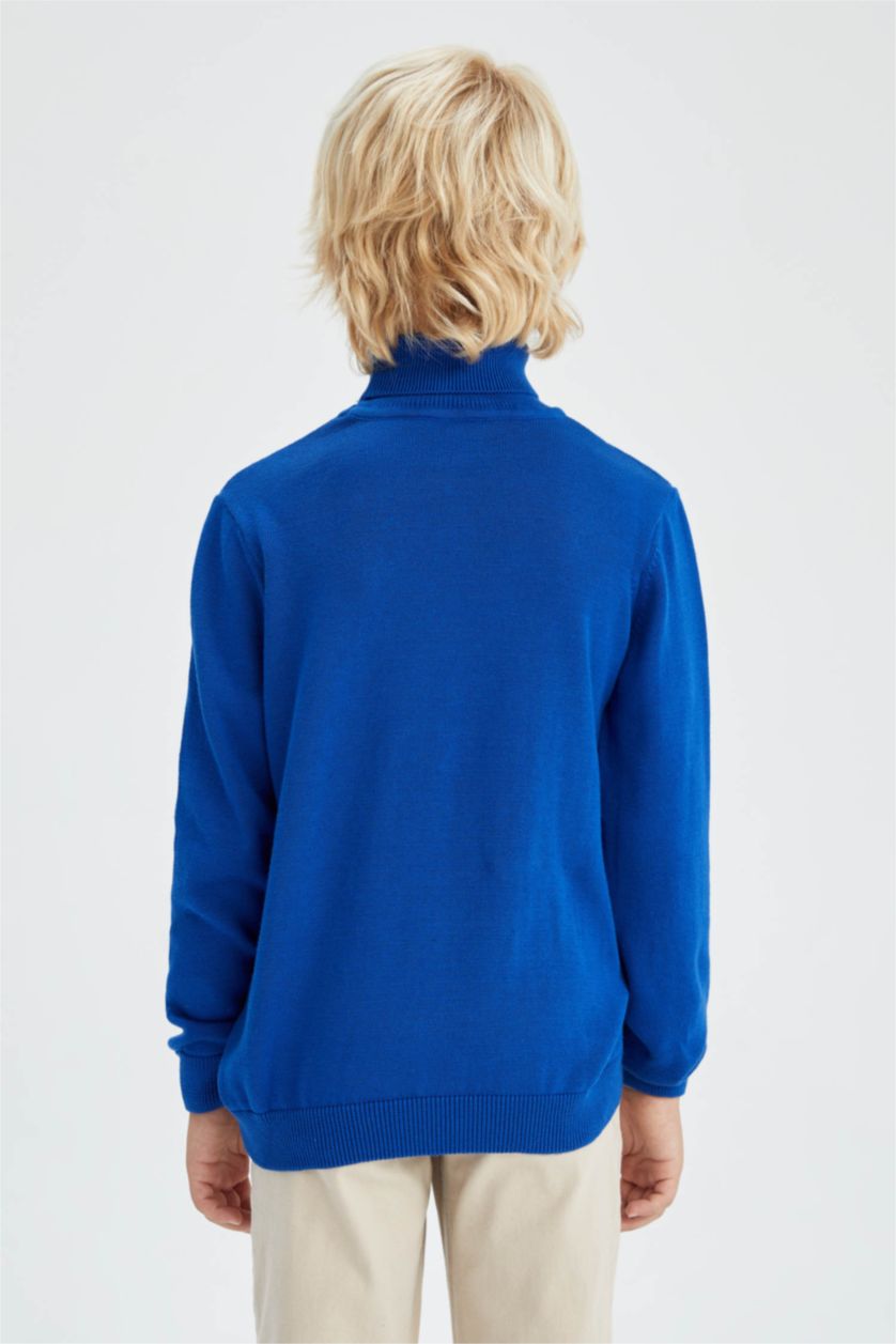 Erkek Çocuk - Genç Erkek Koyu Mavi Erkek Çocuk Regular Fit Balıkçı Yaka Kazak