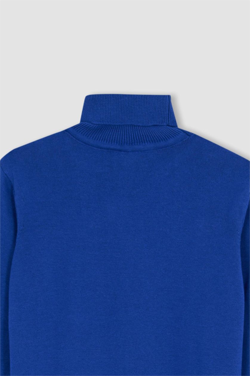 Erkek Çocuk - Genç Erkek Koyu Mavi Erkek Çocuk Regular Fit Balıkçı Yaka Kazak