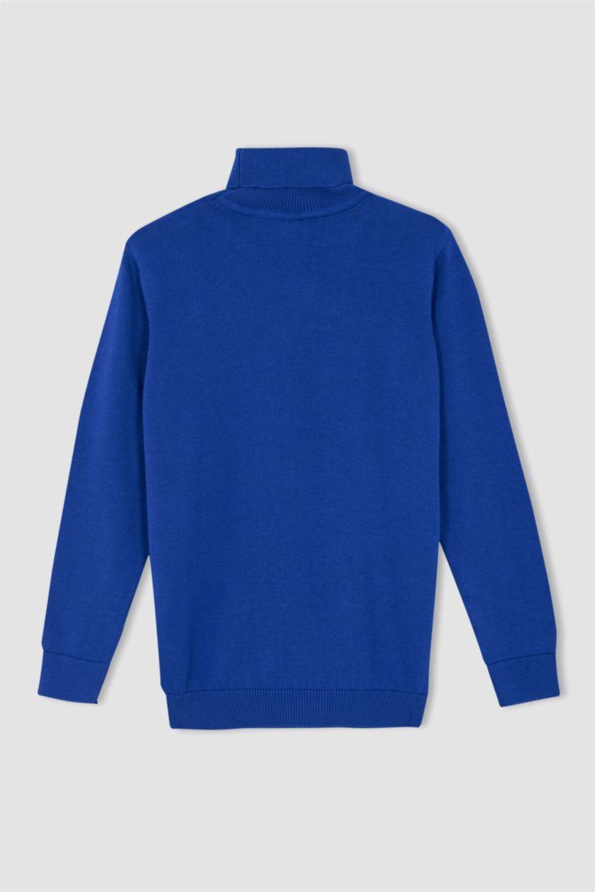 Erkek Çocuk - Genç Erkek Koyu Mavi Erkek Çocuk Regular Fit Balıkçı Yaka Kazak