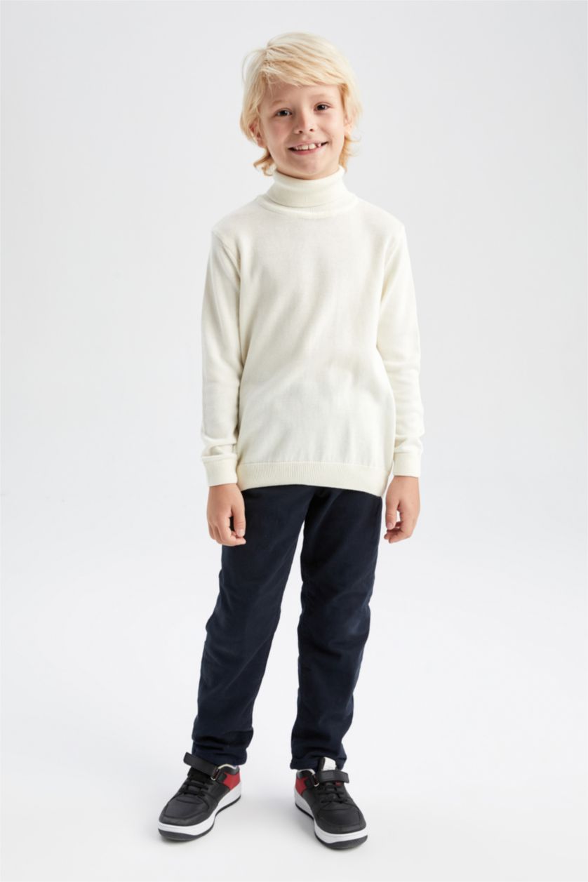 BOYS & TEENS Beige Boy Regular Fit Turtleneck Pullover