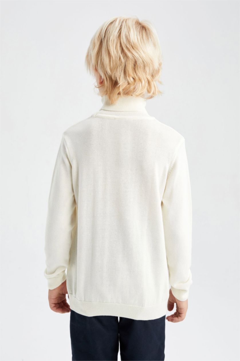 BOYS & TEENS Beige Boy Regular Fit Turtleneck Pullover