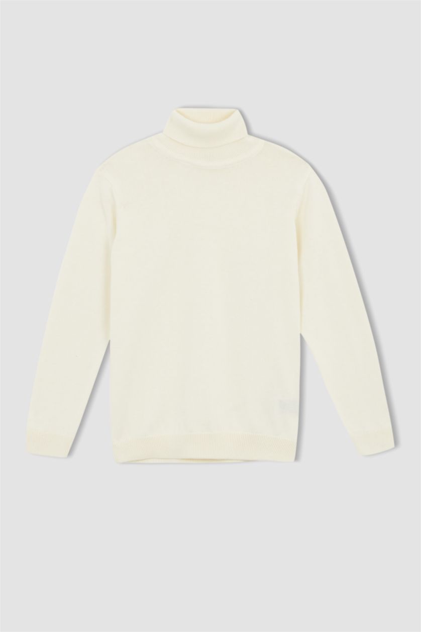 BOYS & TEENS Beige Boy Regular Fit Turtleneck Pullover