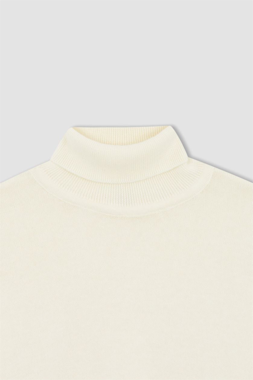 BOYS & TEENS Beige Boy Regular Fit Turtleneck Pullover