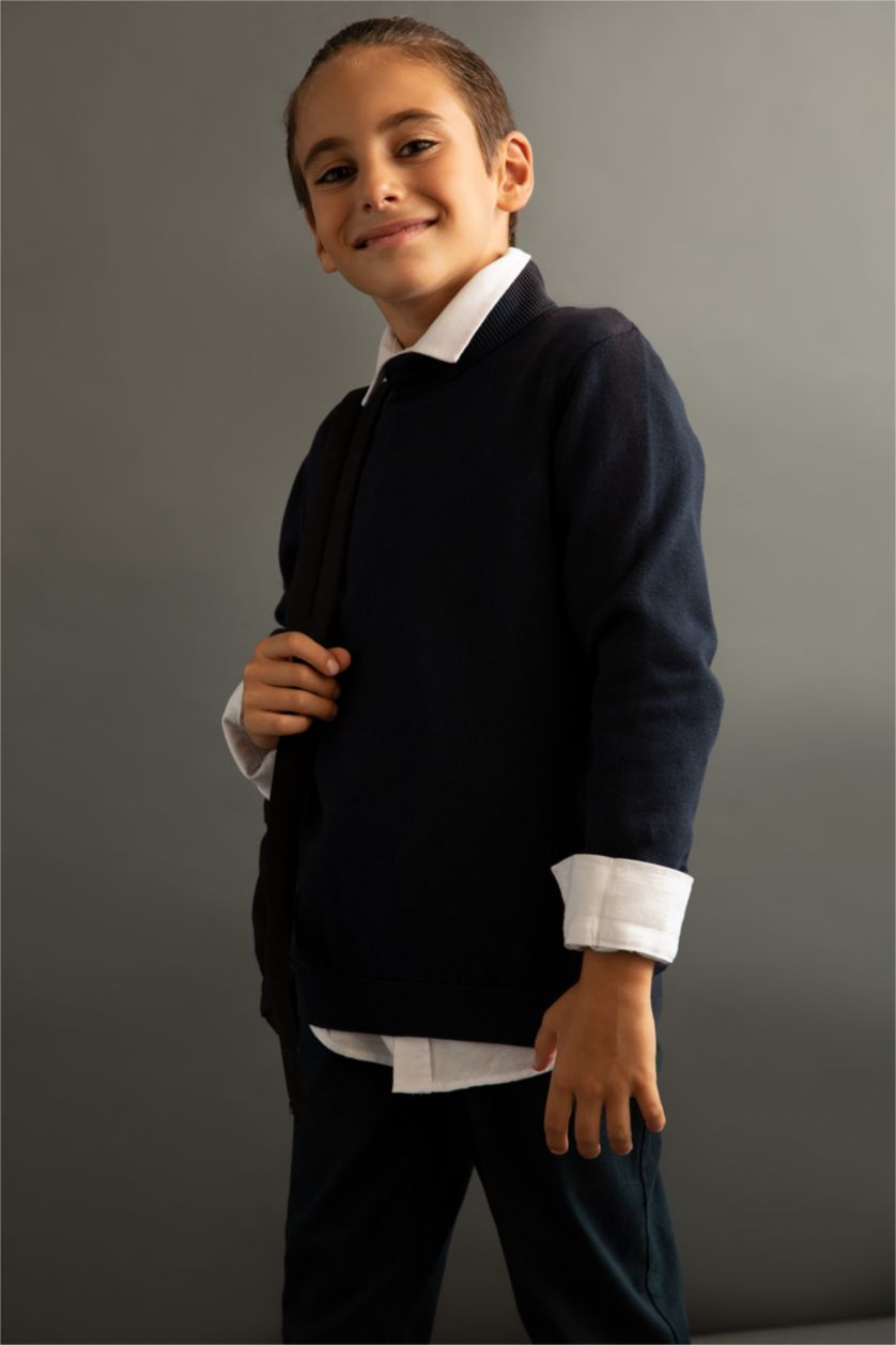 Мальчики и подростки Синий Свитер стандартного кроя для мальчиков, Школьная коллекция