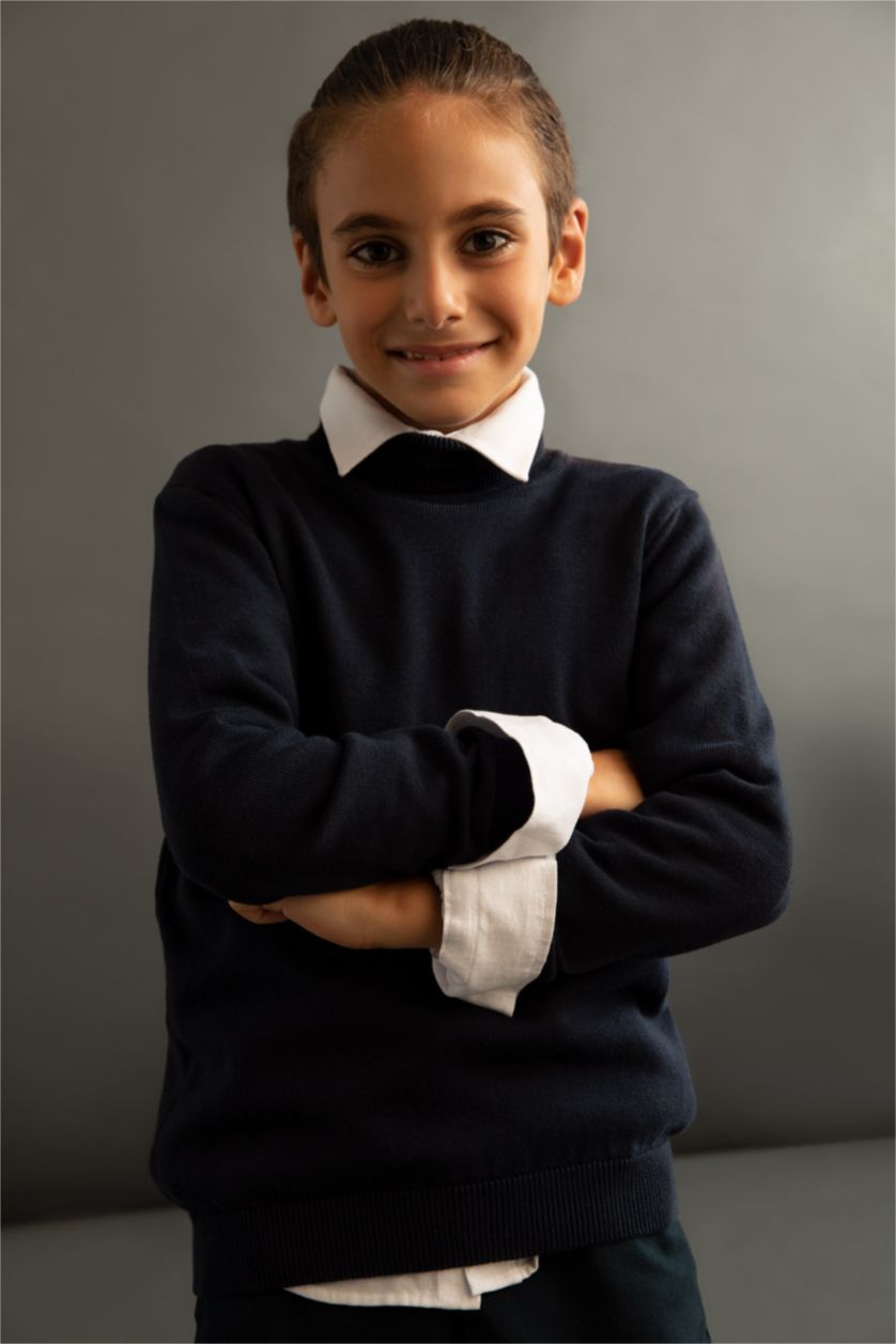 Мальчики и подростки Синий Свитер стандартного кроя для мальчиков, Школьная коллекция