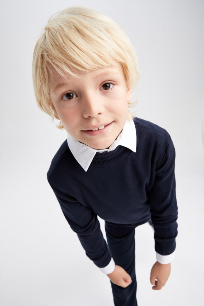 Мальчики и подростки Синий Свитер стандартного кроя для мальчиков, Школьная коллекция