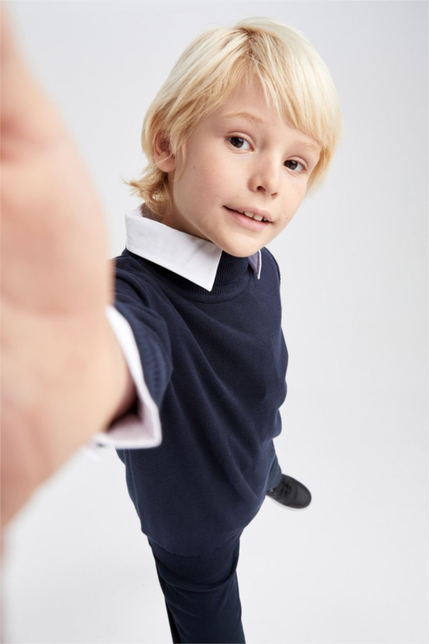 Мальчики и подростки Синий Свитер стандартного кроя для мальчиков, Школьная коллекция