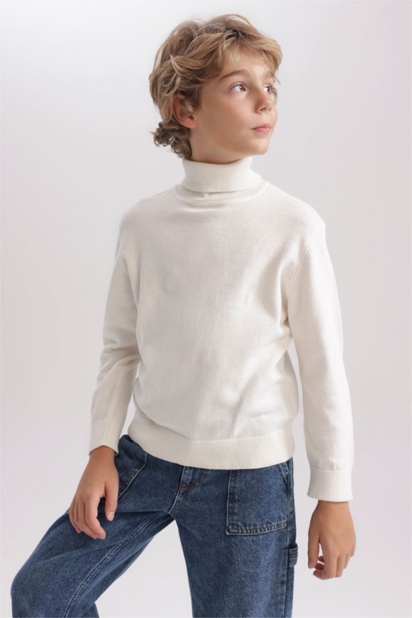 Мальчики и подростки Бежевый Водолазка приталенного кроя для мальчиков