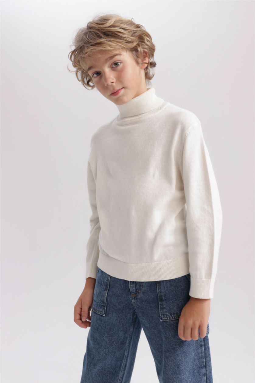 Мальчики и подростки Бежевый Водолазка приталенного кроя для мальчиков