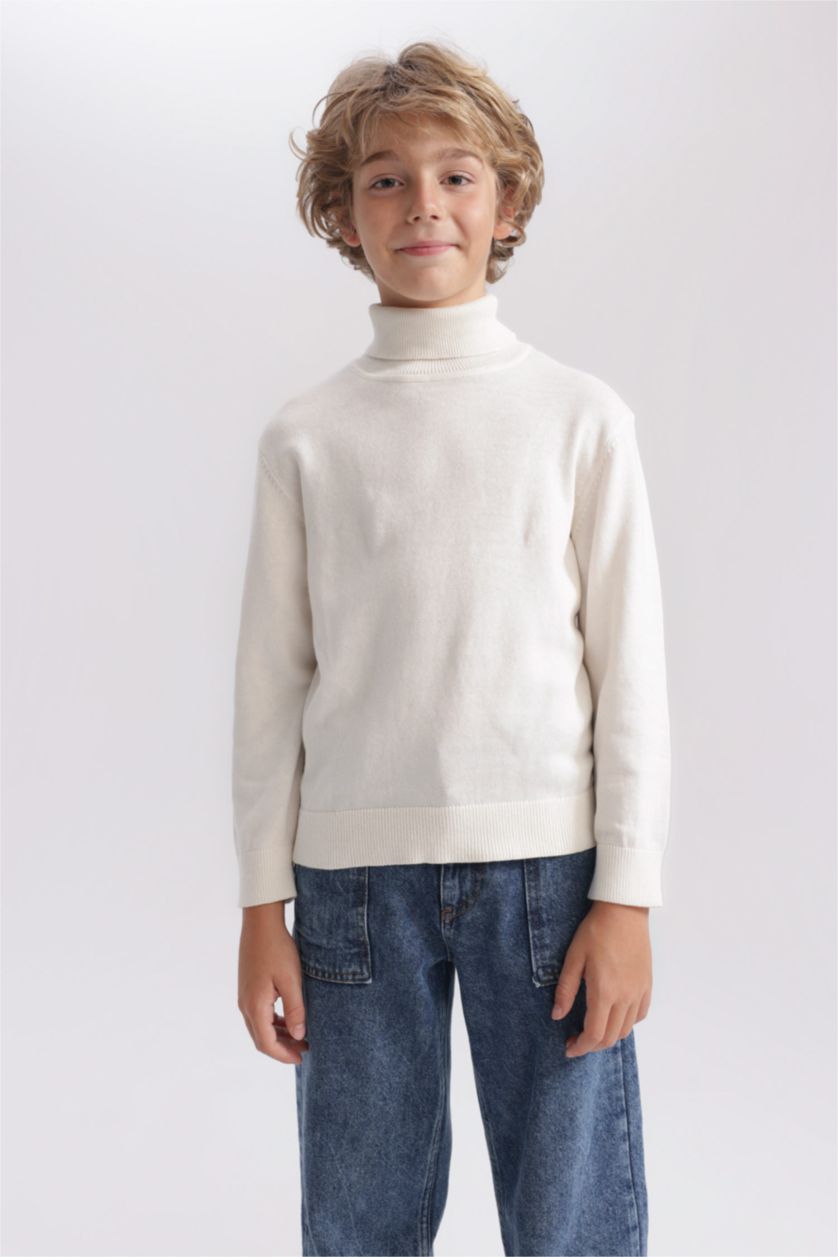 Мальчики и подростки Бежевый Водолазка приталенного кроя для мальчиков