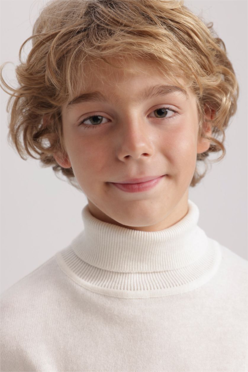 Мальчики и подростки Бежевый Водолазка приталенного кроя для мальчиков