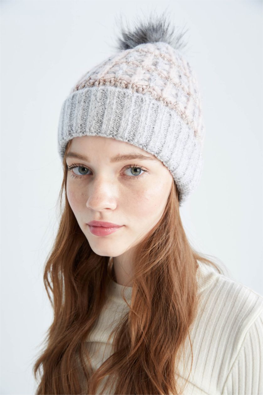 FEMME Gris Clair Bonnet d'hiver Femme