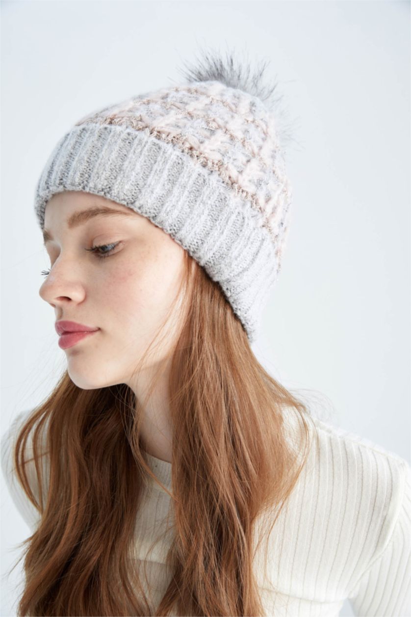 FEMME Gris Clair Bonnet d'hiver Femme