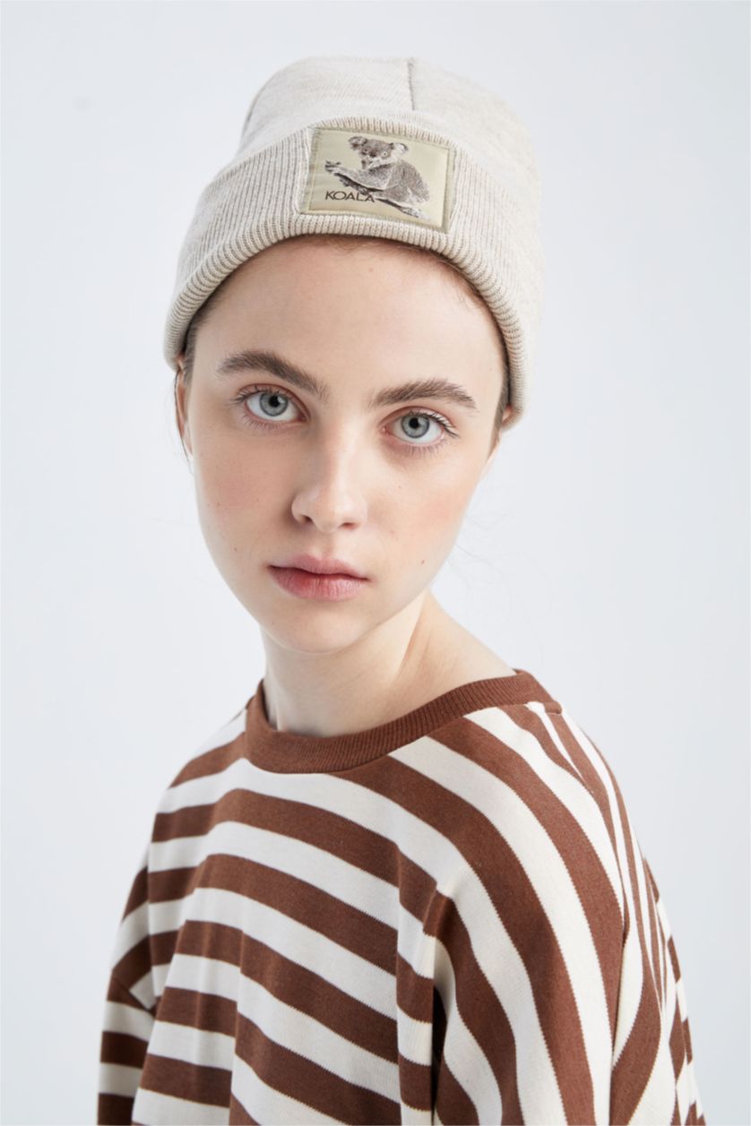 FEMME Beige Bonnet d'hiver Femme