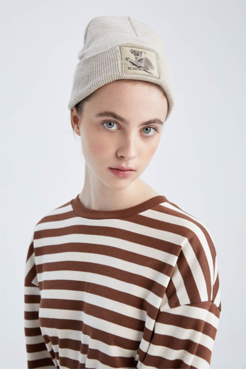 FEMME Beige Bonnet d'hiver Femme