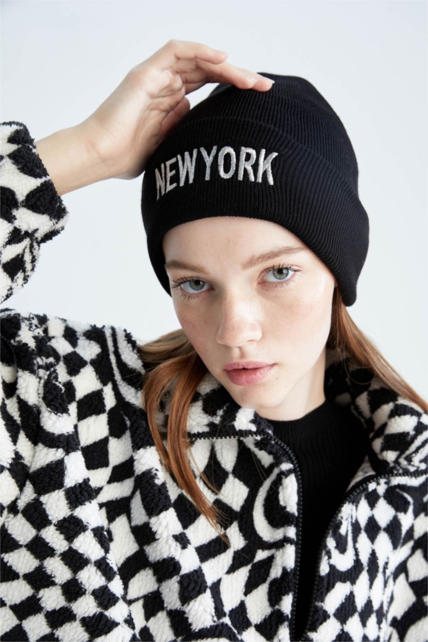 FEMME Noir Bonnet d'hiver