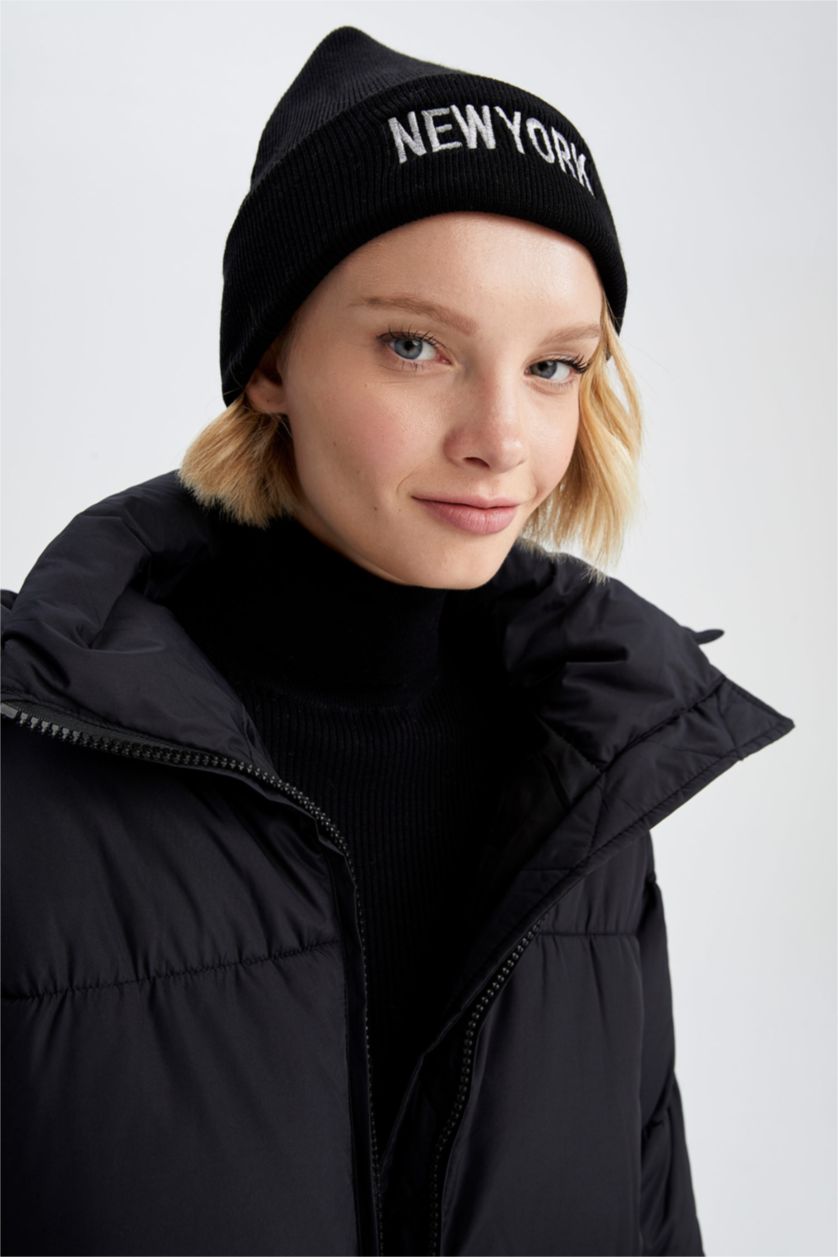 FEMME Noir Bonnet d'hiver