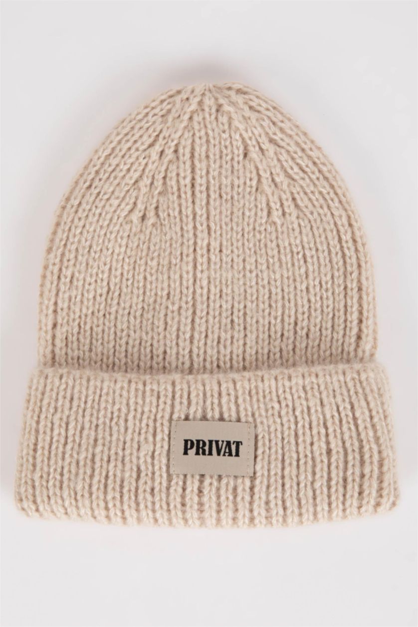 FEMME Beige Bonnet d'hiver