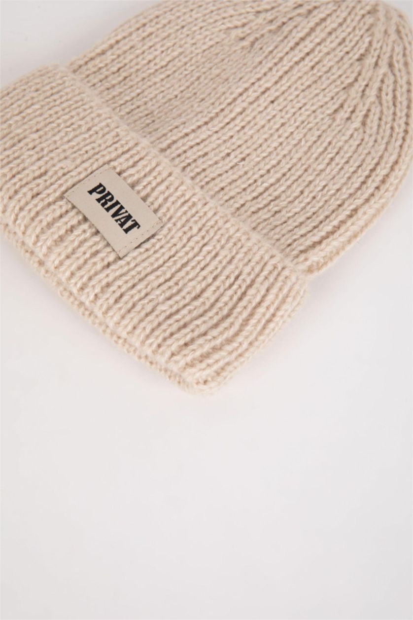 FEMME Beige Bonnet d'hiver
