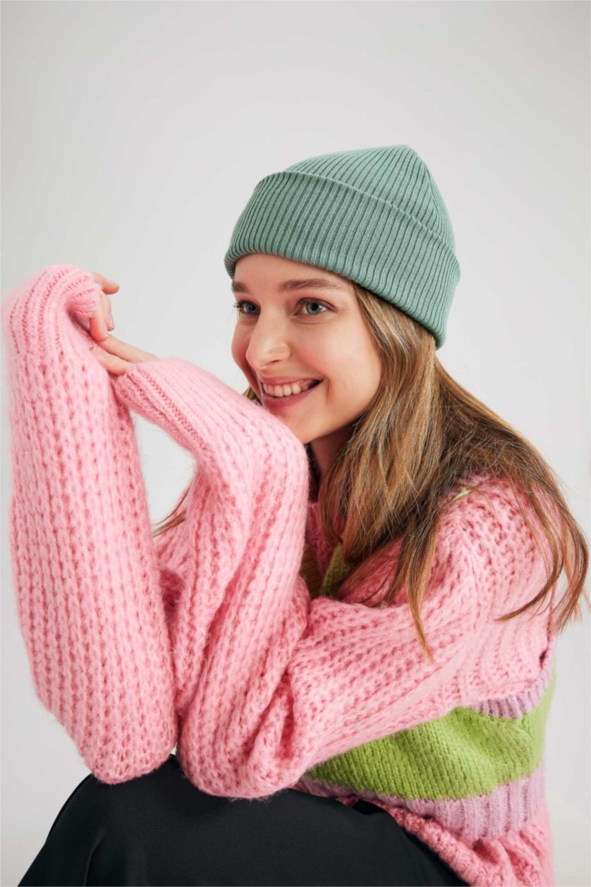 نساء نعناعي داكن كلاو صوف شتوي نسائي