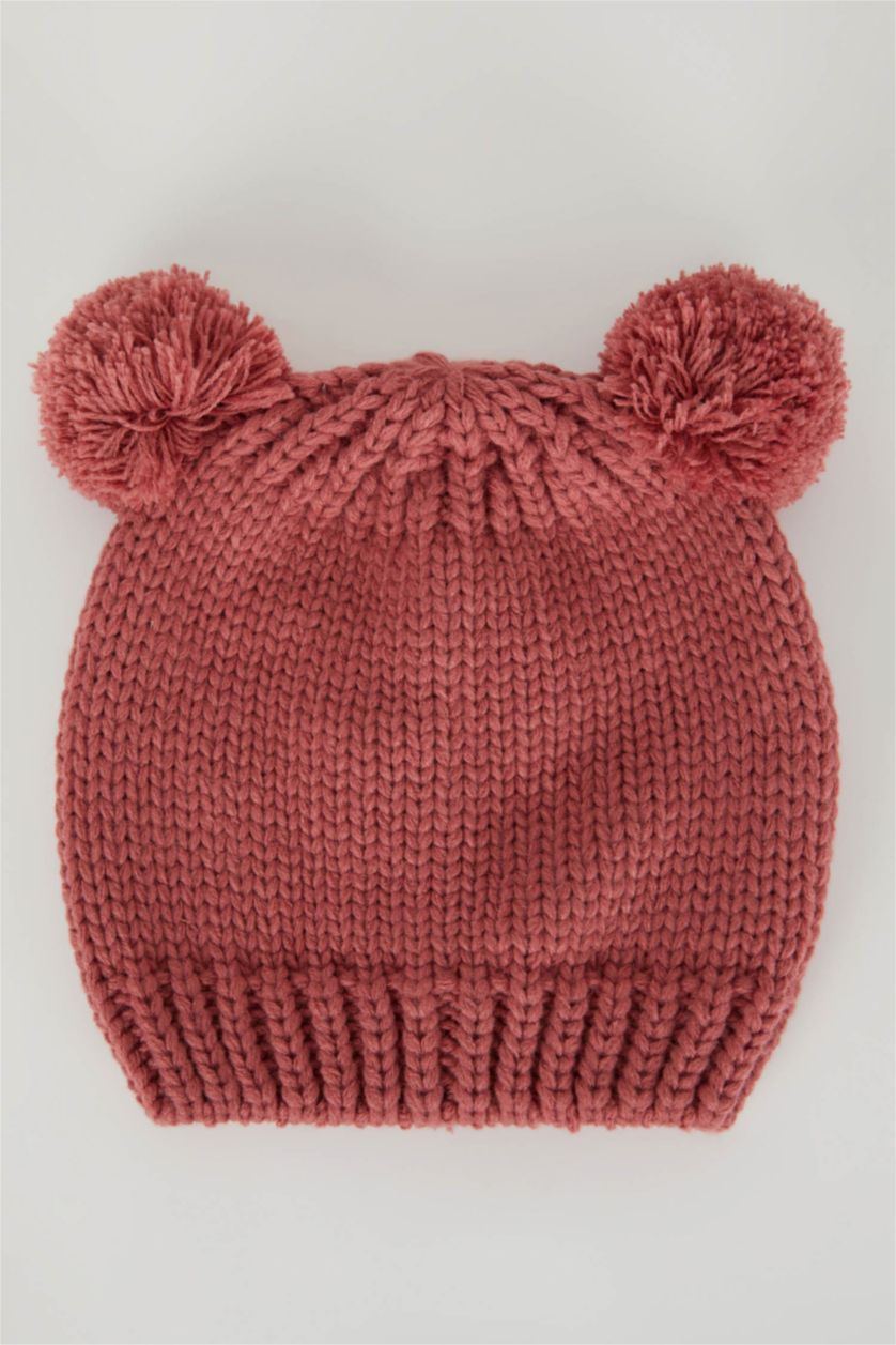 BÉBÉ FILLE Rose Bonnet avec Pompon pour bébé fille