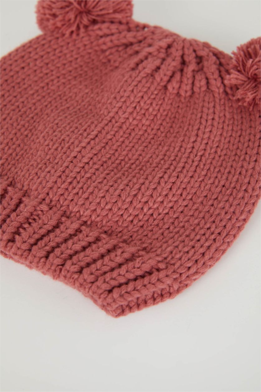 BÉBÉ FILLE Rose Bonnet avec Pompon pour bébé fille