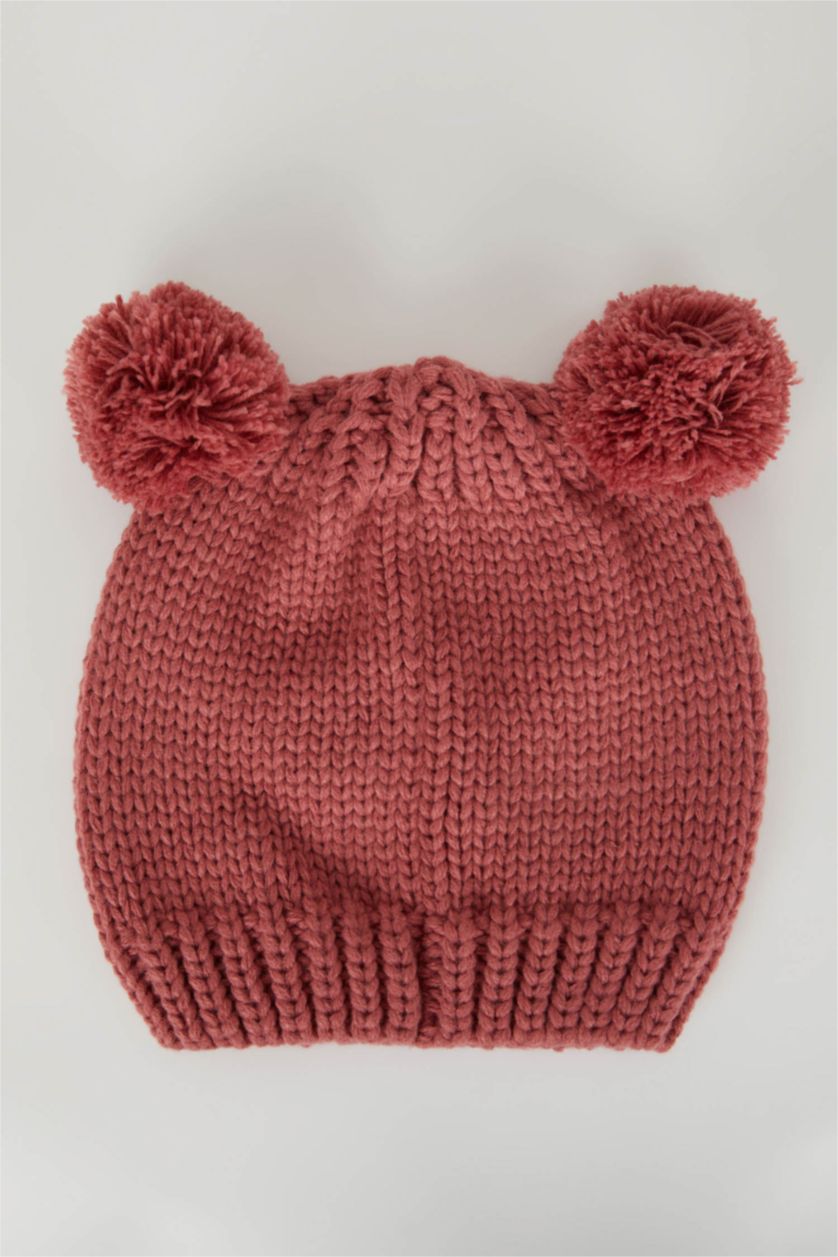 BÉBÉ FILLE Rose Bonnet avec Pompon pour bébé fille