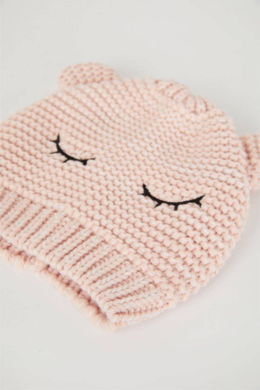 BABY GIRL Pink Baby Girl Pompom Knitwear Beret
