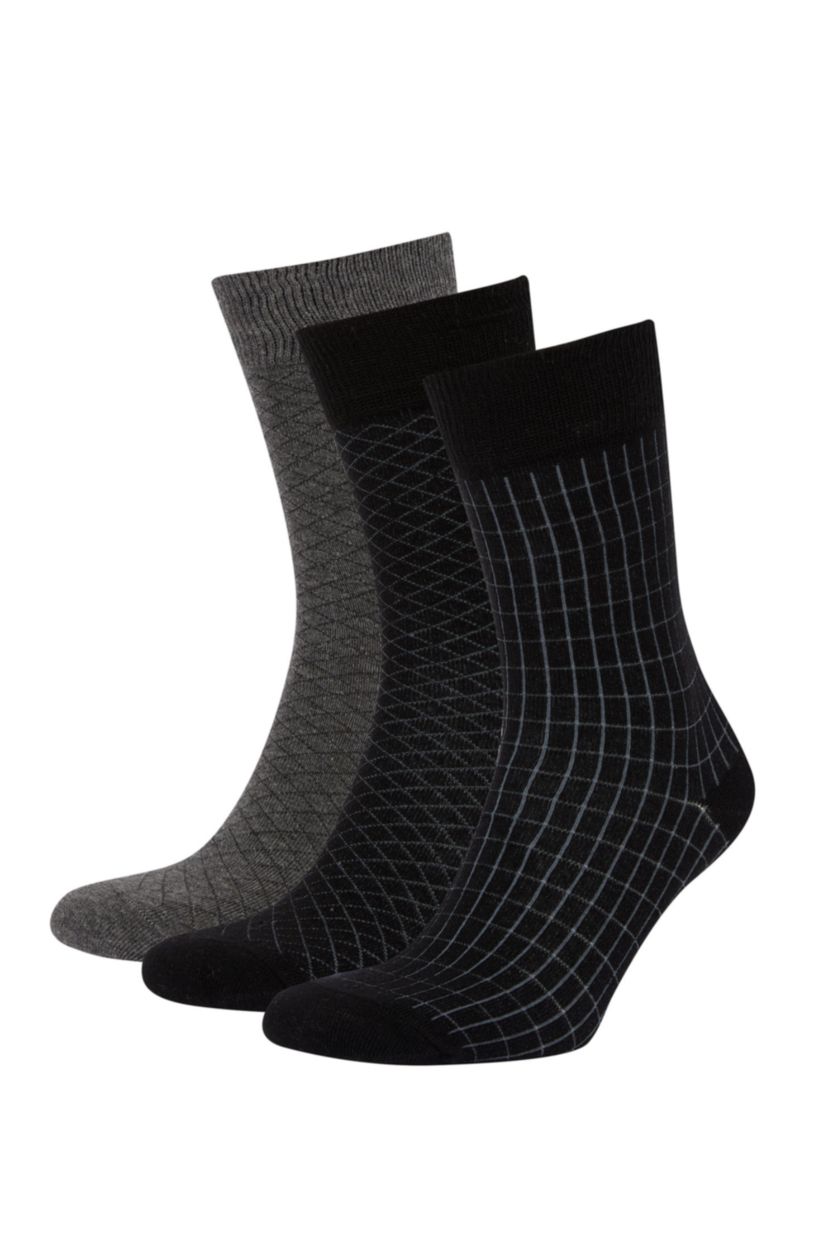 MAN Black 3 piece Cotton Long sock