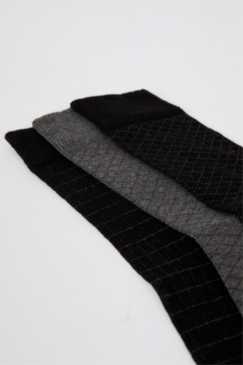 MAN Black 3 piece Cotton Long sock