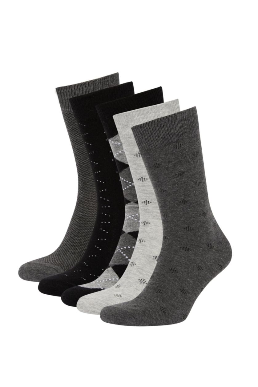 MAN MIXED Men's Cotton Patterned 5-Piece Socks