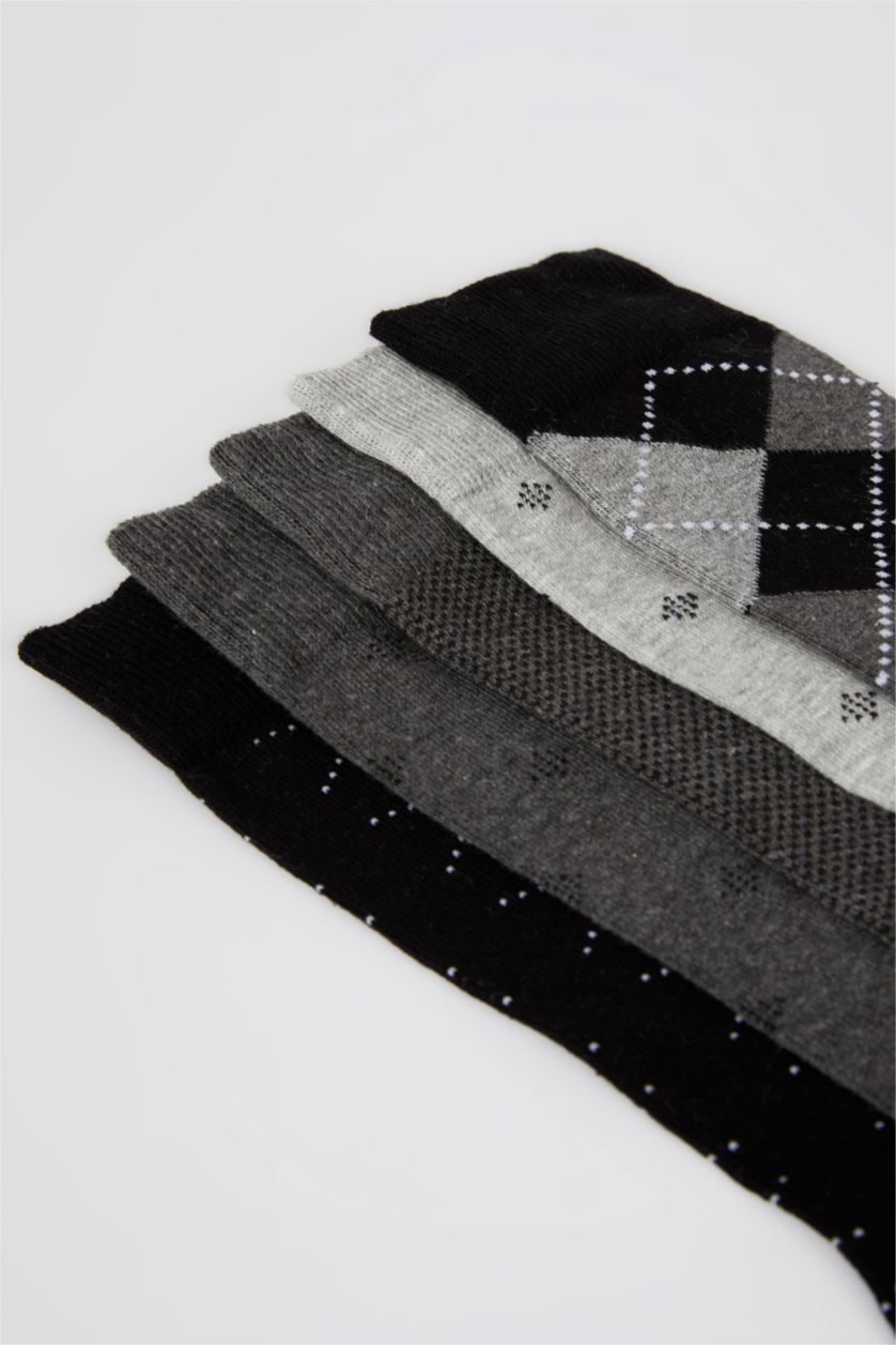 MAN MIXED Men's Cotton Patterned 5-Piece Socks