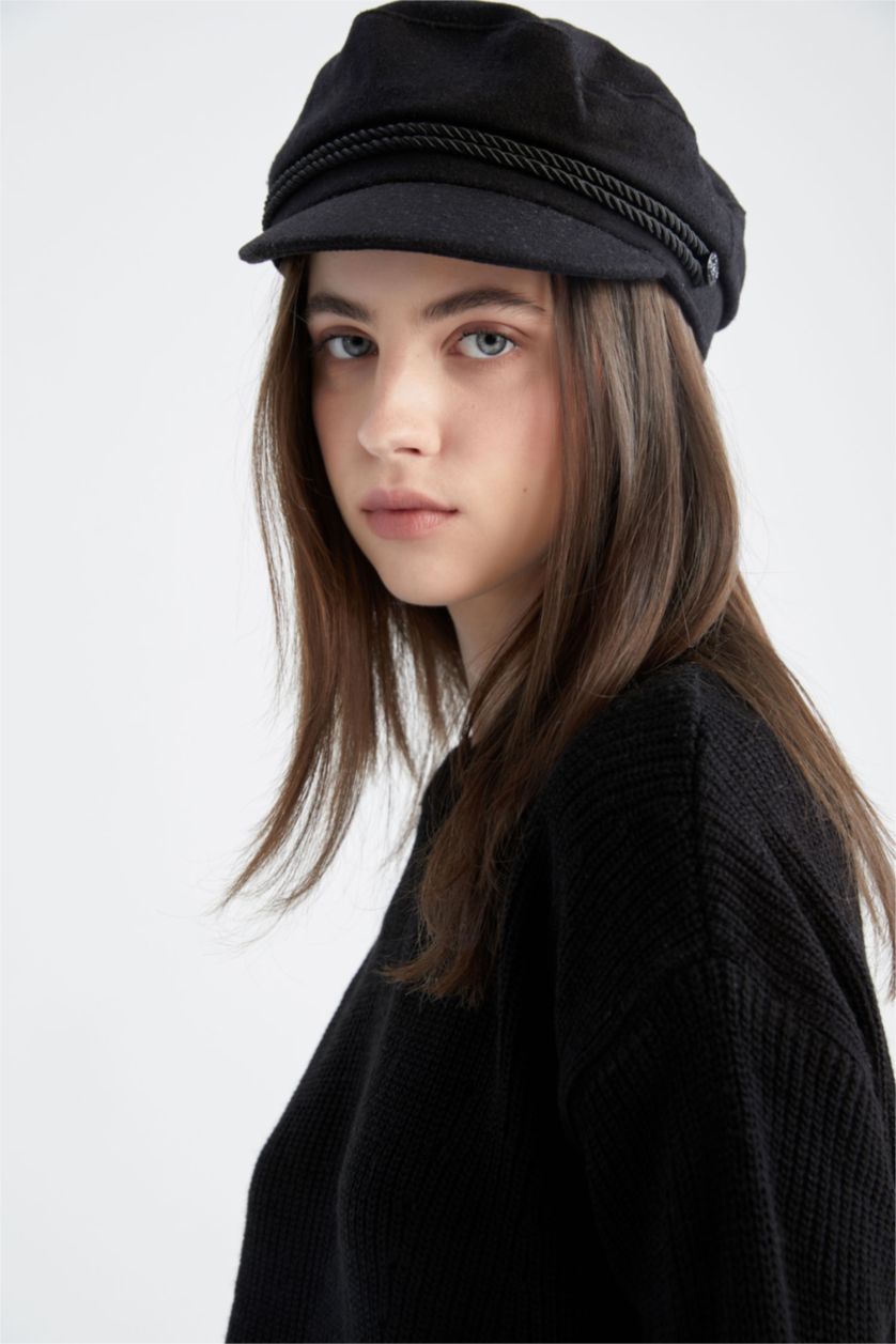 Kadın Siyah Kadın Denizci Şapkası