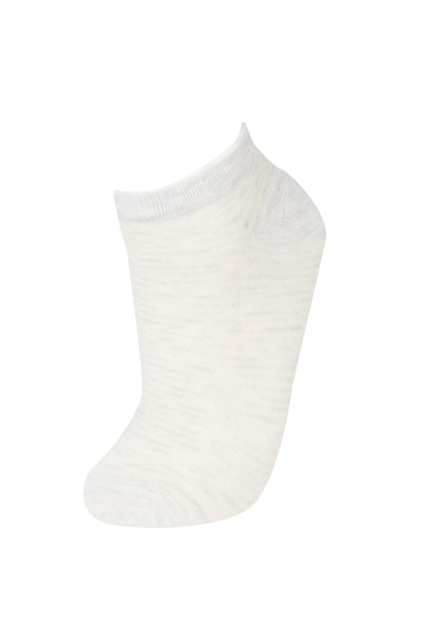 Kadın Gri Melanj Kadın Desenli 5'li Patik Çorap