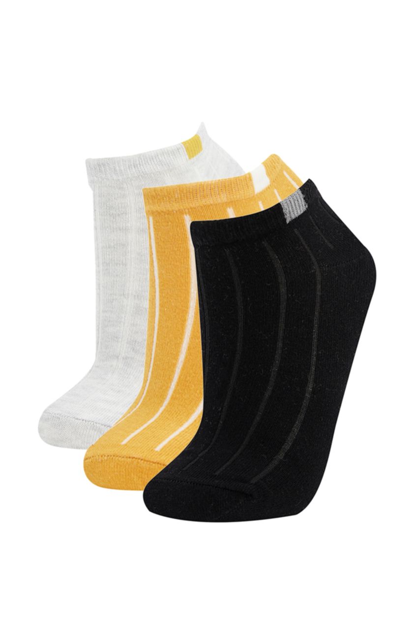 FEMME Jaune Foncé Lot de 3 paires de chaussettes courtes en coton pour femme