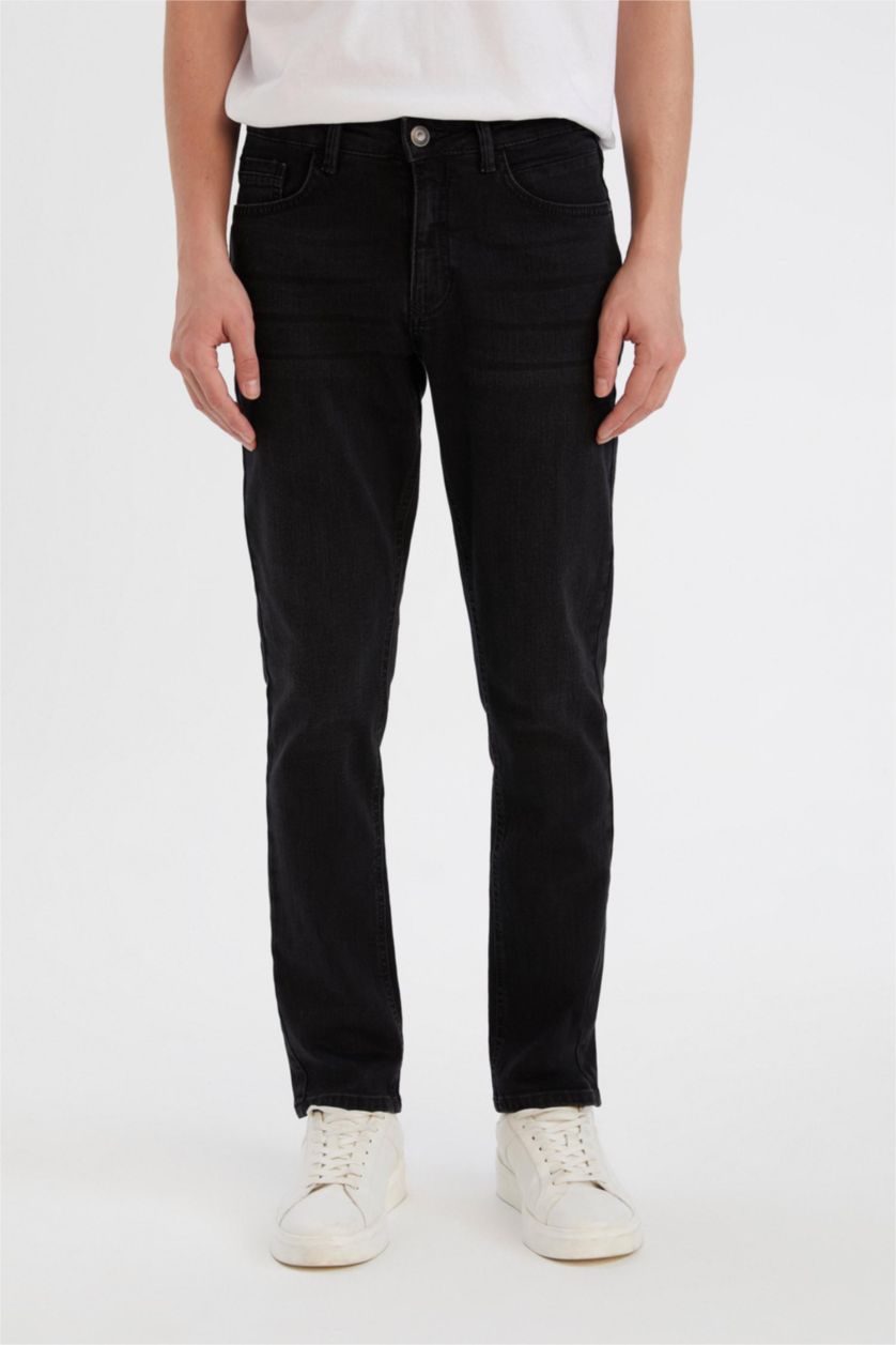 رجال أسود Pedro Slim Fit Super Skinny Hem Jeans