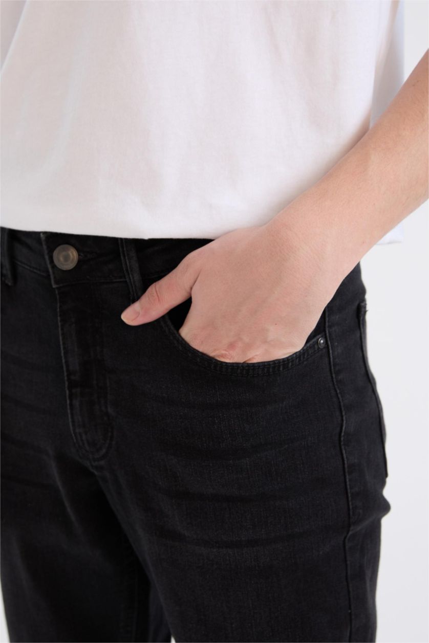 رجال أسود Pedro Slim Fit Super Skinny Hem Jeans