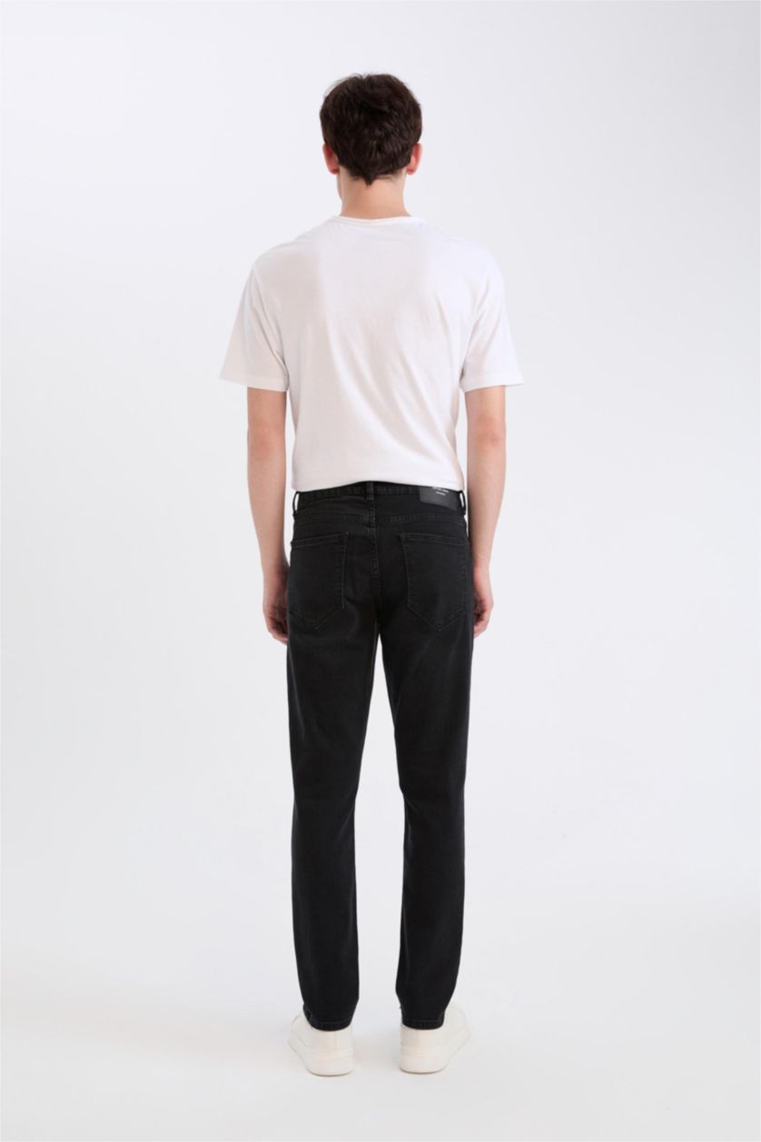 رجال أسود Pedro Slim Fit Super Skinny Hem Jeans