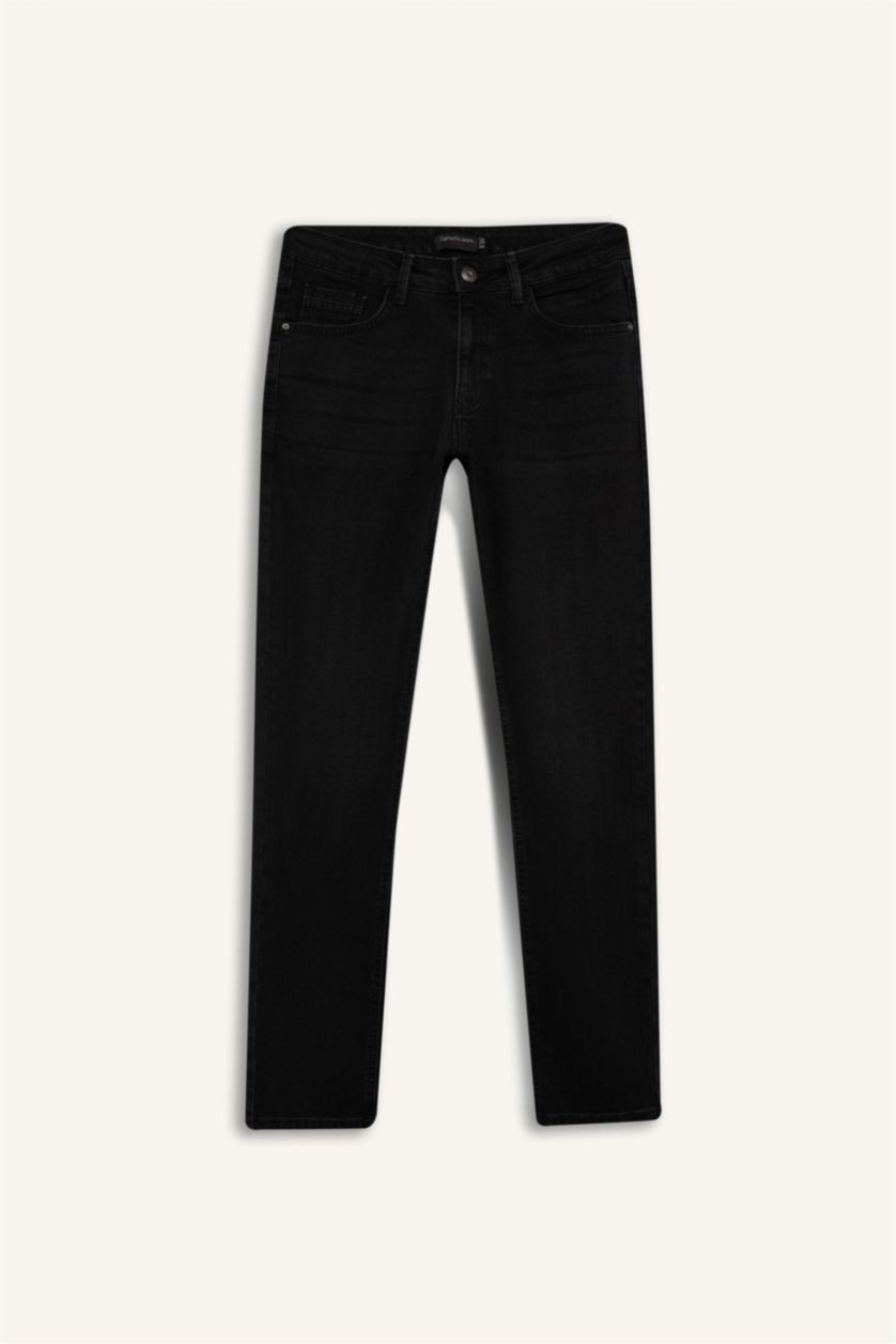 رجال أسود Pedro Slim Fit Super Skinny Hem Jeans