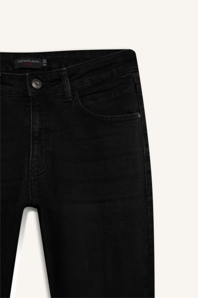 رجال أسود Pedro Slim Fit Super Skinny Hem Jeans