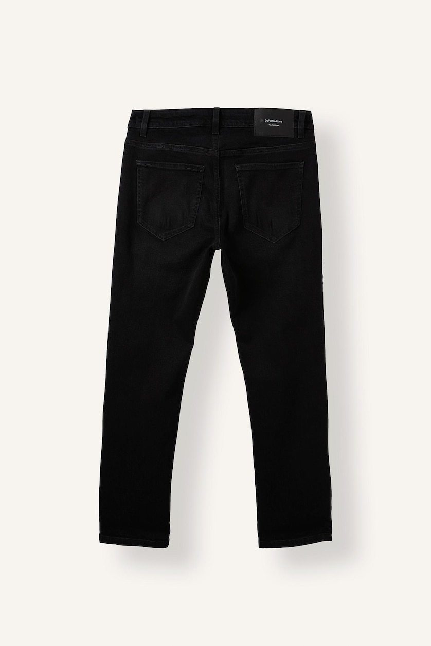 Men Black Pedro Slim Fit Super Skinny Hem Jeans