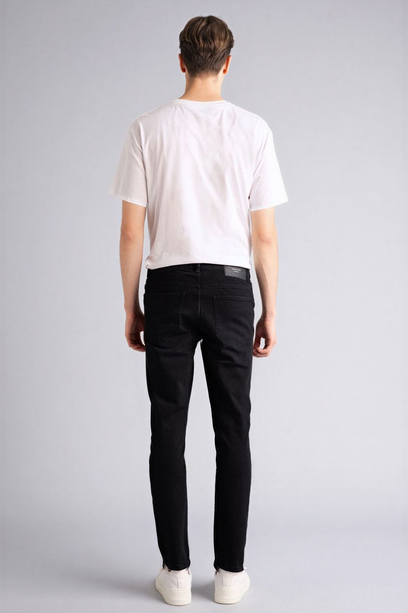 رجال أسود بنطرون جينز بيدرو سليم فيت برجل ضيق