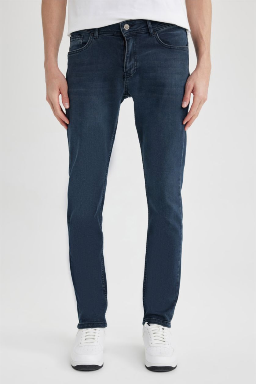 HOMME Indigo Pantalon Jean PEDRO - Coupe slim en jean Ourlet étroit